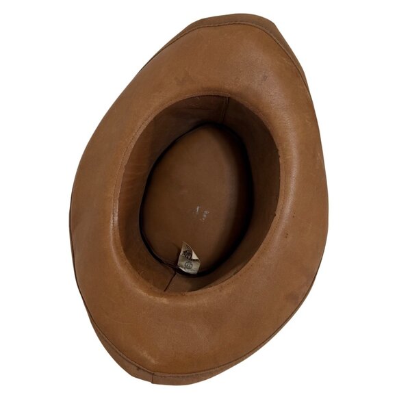 VTG Henschel Skully Western Suede Cowboy Hat Tooled Leather Buckle Band Size M - Picture 6 of 10